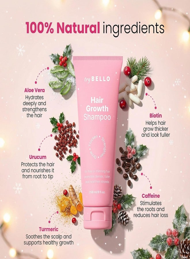 Trybello Hair Growth Shampoo | Natural Hair Thickening & Scalp Detox | Sulfate Free, Vegan, Anti-Hair Fall Formula | Caffeine, Aloe Vera, Turmeric, Urucum Extract | For All Hair Types - Image 3